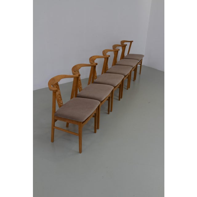 Danish Brutalist Oak Dining Chairs attributed to Henning Kjærnulf, 1960s, Set of 6 For Sale - Image 11 of 18