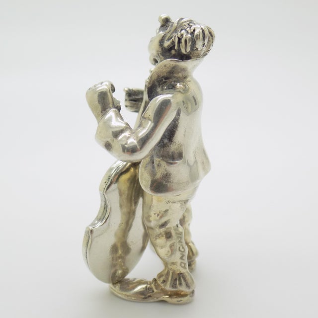 Vintage Italian Silver 800 Clown with Contrabass Figurine by Angini, Arezzo, 1970s For Sale - Image 6 of 11