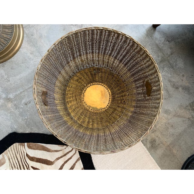 Large Woven Brass Wire Basket Ring Handles For Sale - Image 11 of 12