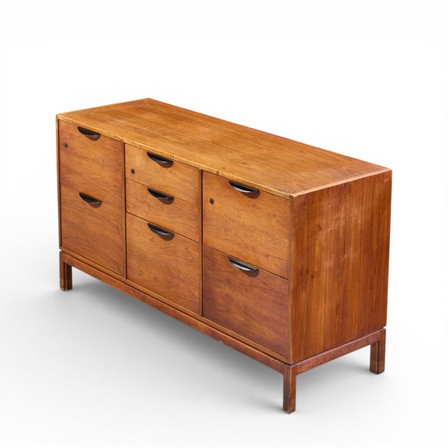 Jens Risom Mid Century Walnut File Credenza For Sale - Image 9 of 10