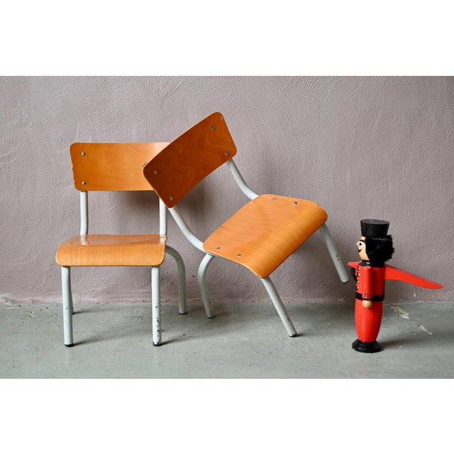 Vintage School Chair in Tubular Metal and Plywood, 1960s For Sale - Image 12 of 12