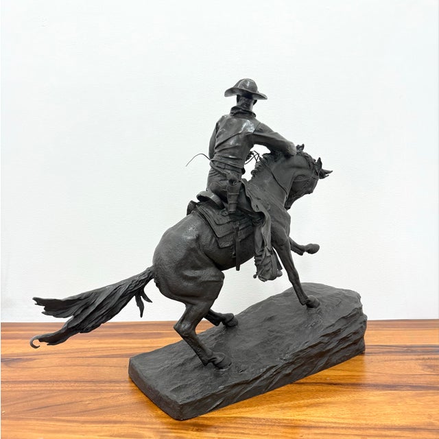 Figurative Vintage Large Scale Patinated Bronze Frederic Remington Sculpture For Sale - Image 3 of 9
