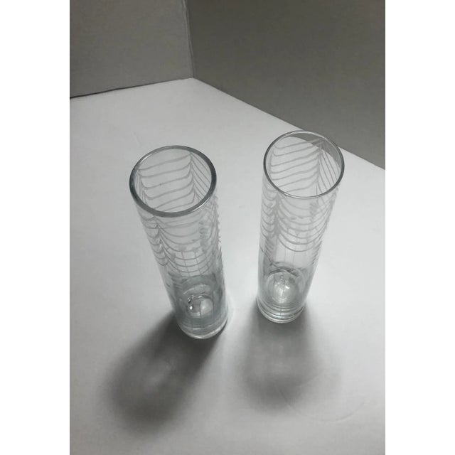 Etched Clear Glass Bud Vase - A Pair For Sale - Image 10 of 12