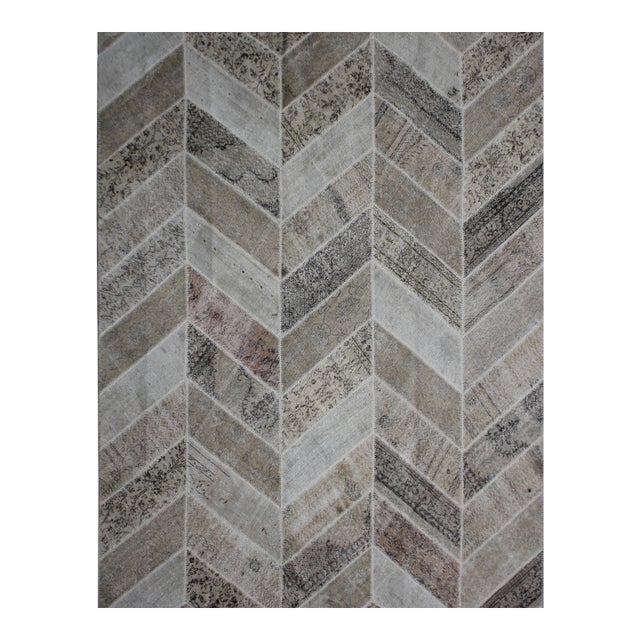 Hand Knotted Vintage Patchwork Rug - 8'2" X 9'11" For Sale