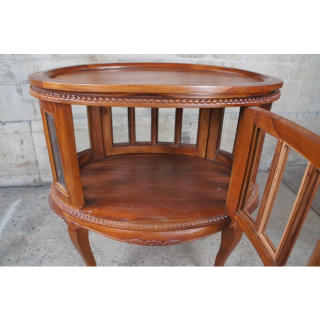 Wood Late 20th Century Georgian Style Mahogany Tea Chocolate Table Curio Vitrine Display Cabinet Tray For Sale - Image 7 of 12