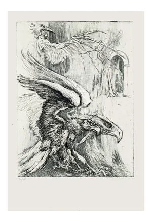 Eagles - Original Etching by M. Chirnoaga - Late 20th Century Late 20th Century