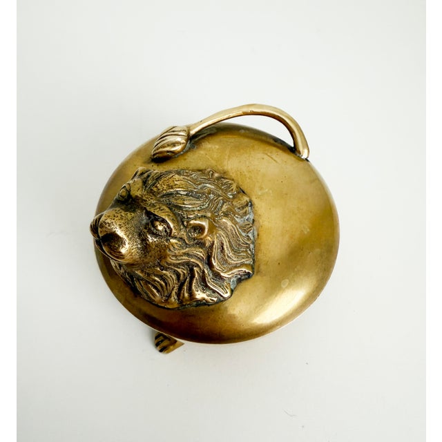 Art Deco Vintage Brass Lion Box For Sale - Image 3 of 7
