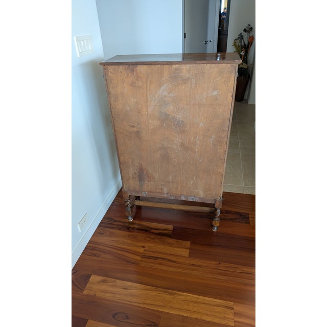 Early 20th Century Bookcase With 3 Shelves, Doors With Leaded Glass Panels For Sale - Image 4 of 4