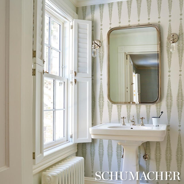 2020s Sample - Schumacher Fern Tree Wallcovering In Sage For Sale - Image 5 of 6