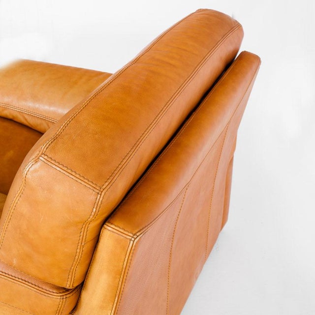 Brown Camel-Colored Leather Armchair from Roche Bobois, France, 1980s For Sale - Image 8 of 18