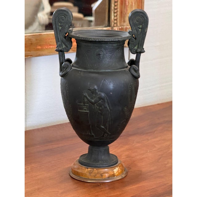 19th Century Italian Grand Tour Urn With Swan Handles on Marble Base For Sale - Image 9 of 9