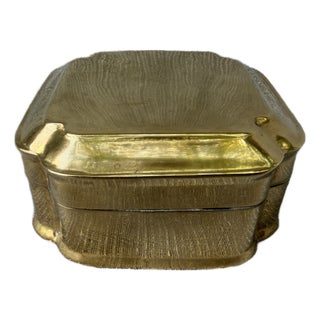 Vintage Polished Brass Lidded Box For Sale
