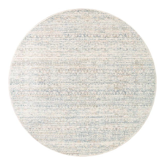 Amber Lewis x Loloi Zuma Ivory / Multi 3'-0" x 3'-0" Round Accent Rug For Sale