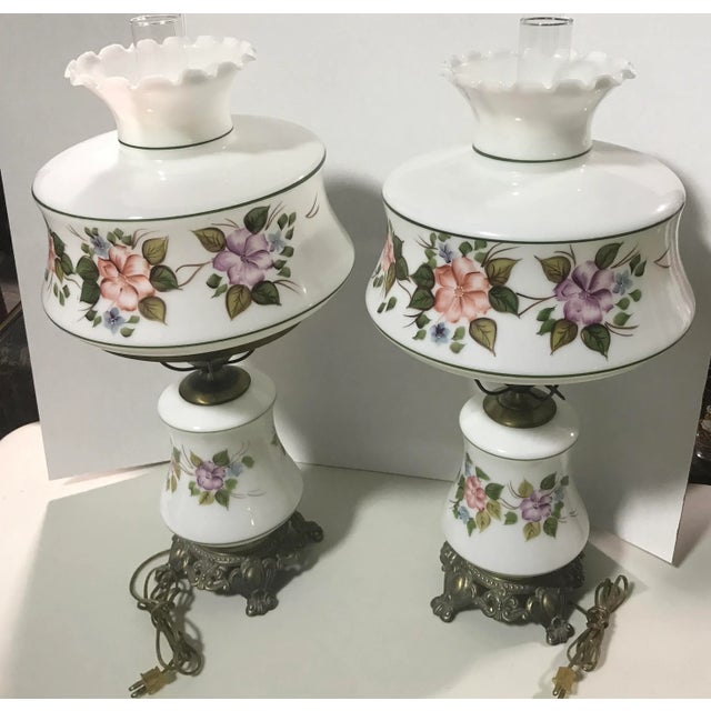 Metal Mid Century Hurricane Lamps- A Pair For Sale - Image 7 of 11