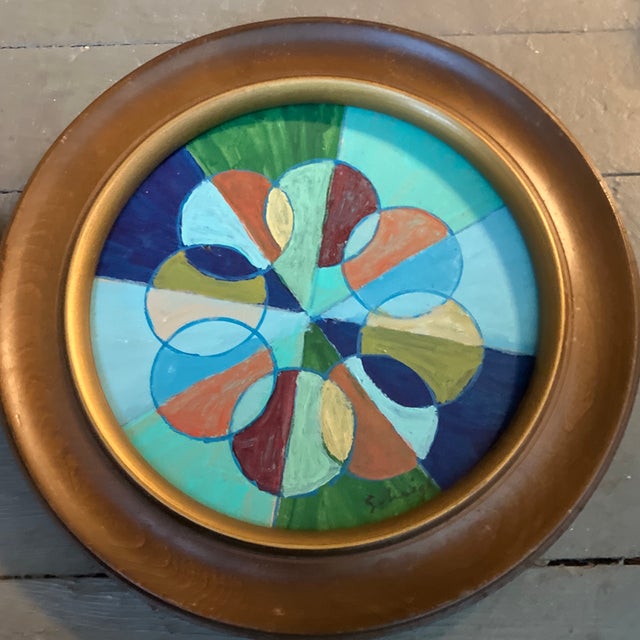 Contemporary Contemporary 2 Original Stephen Heigh Round “Pin Wheel” Paintings Framed-a Pair For Sale - Image 3 of 4