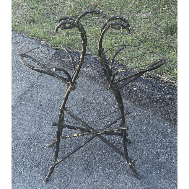 Black Late 19th Century Gothic Shaped Bamboo Tiered Plant Stand W/Wire Spider Web Holders Painted Black For Sale - Image 8 of 17