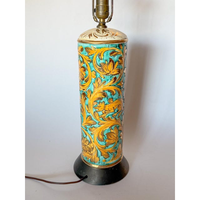 Vintage Italian Scraffito Table Lamp With Gilt Glaze Detail For Sale - Image 11 of 15