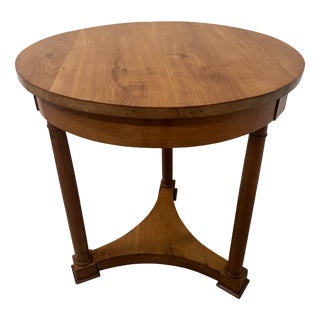 Empire-Style Round Cherrywood Side Table, 19th Century For Sale