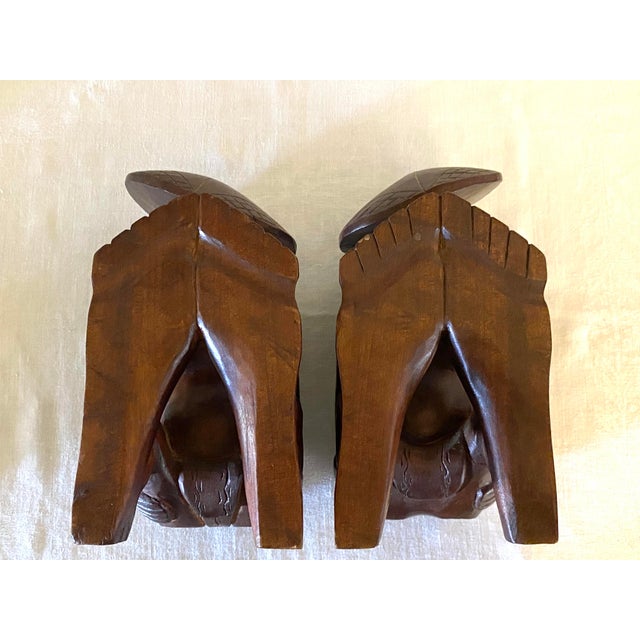 Vintage Carved Wood Tribal Figure Bookends For Sale In Santa Fe - Image 6 of 6