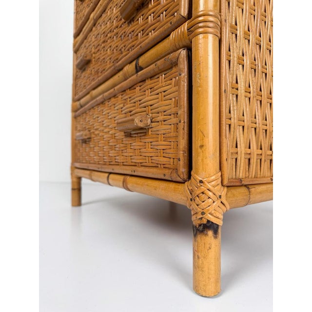 Mid-Century Italian Bedside Chest in Woven Cane, Rattan and Bamboo, 1960s For Sale - Image 15 of 18