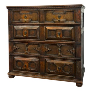 Antique Jacobean Style Carved Oak Dresser Chest of Drawers. For Sale
