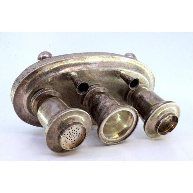 Silver Inkwell with Reservoirs, Pen Holders with Guilloche Friezes and Ball-Shaped Feet For Sale - Image 4 of 7