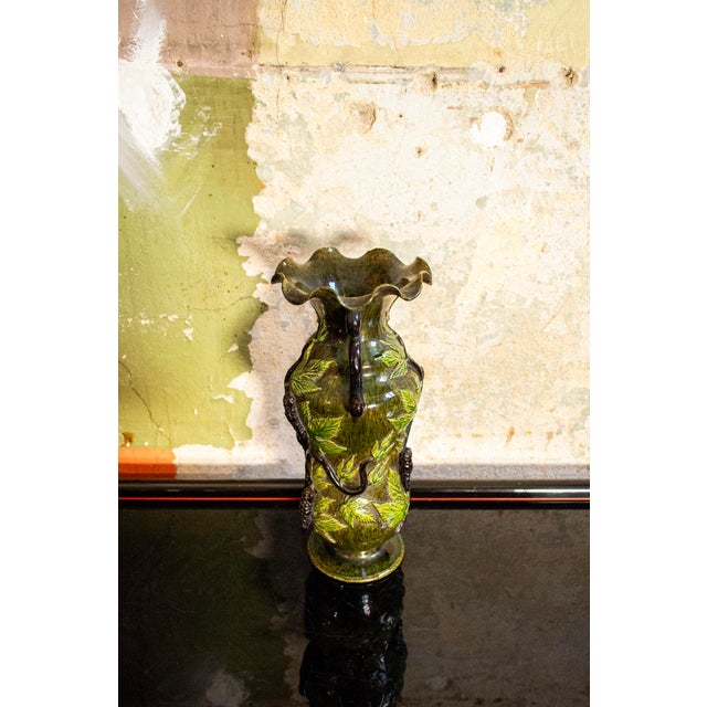 Ceramic vase with floral decoration. Art Nouveau style Made in Italy 1920s