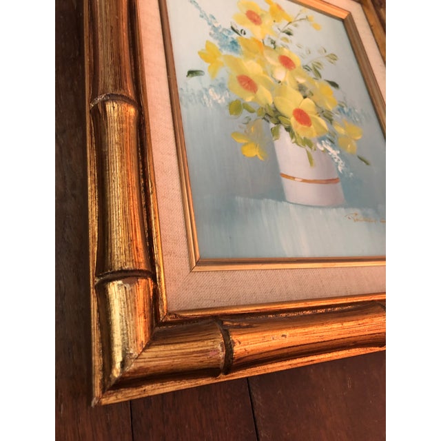 Yellow 1960s Robert Cox Yellow Floral Impressionist Oil Painting, Framed For Sale - Image 8 of 10