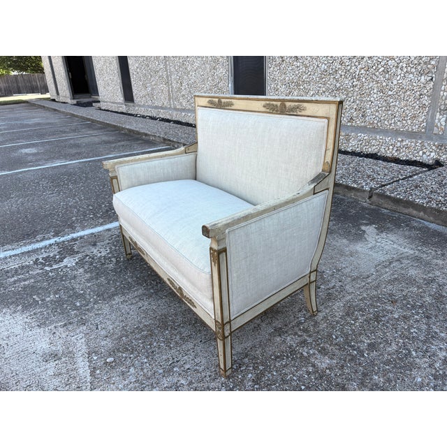 Cream 19th Century French Louis XVI Style Loveseat For Sale - Image 8 of 11