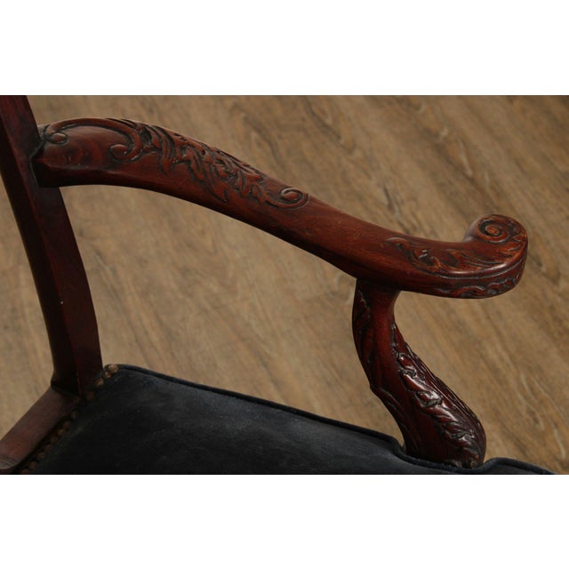Brown Chippendale Style Carved Mahogany Armchair For Sale - Image 8 of 12