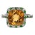 4.82 Carat Cushion Cut Citrine Quartz Tsavorite Diamond 14 Karat White Gold Ring Size 7 For Sale