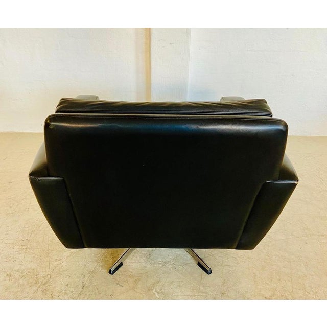 Vintage Danish Black Leather Swivel Chair by Georg Thams For Sale - Image 15 of 18