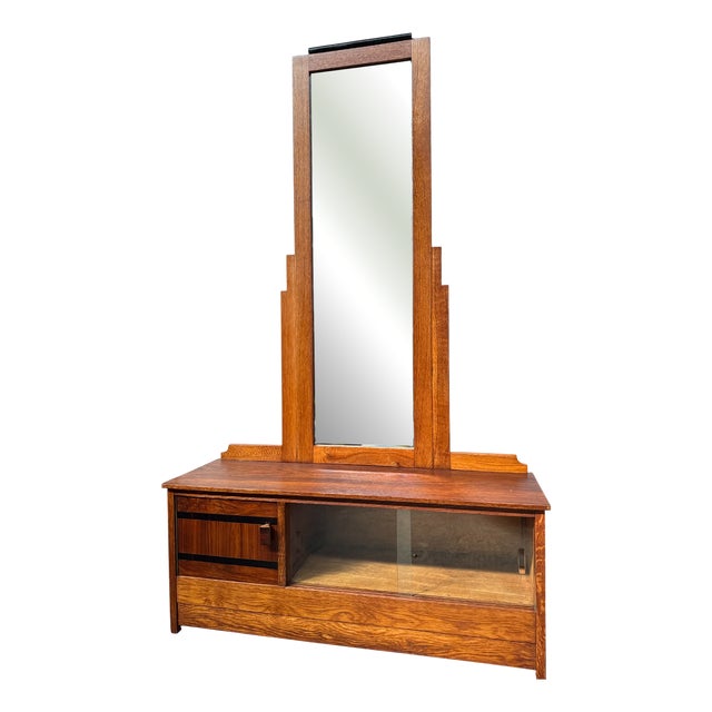 Art Deco Dutch Dressing Table with Mirror, 1930s For Sale