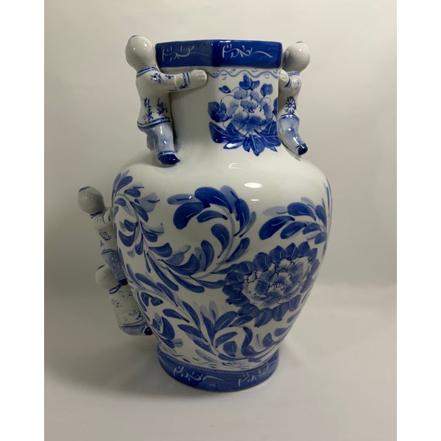 Vintage Chinese Blue & White Fertility Boys Porcelain Vase For Sale In Dallas - Image 6 of 7