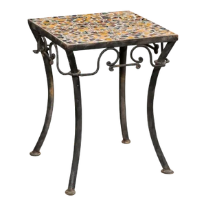 Mid 20th Century Iron Side Table with Mosaic Tile Top