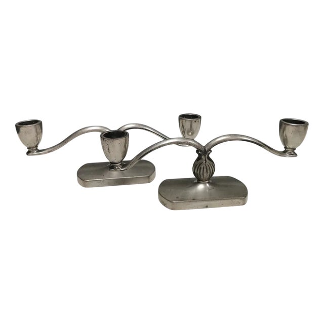 Candleholders by Just Andersen, 1930s, Set of 2 For Sale