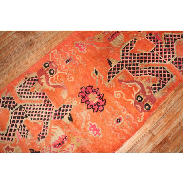 Zabihi Collection Orange Dragon Vintage Tibetan Rug - 3'1" x 5'9" For Sale - Image 9 of 9