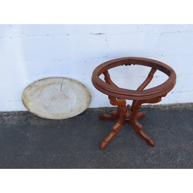 Late 19th Century Late 1800s Victorian Eastlake Marble Top Carved Side Table 6909 For Sale - Image 5 of 18