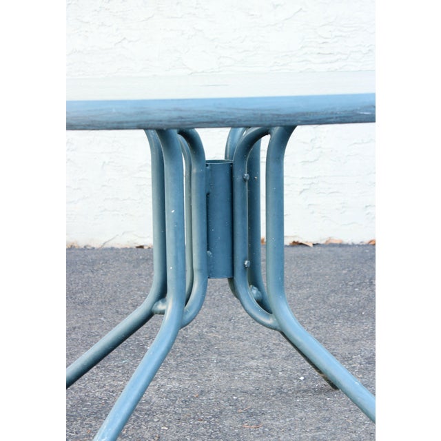 Mid Century Modern Round Glass Top Outdoor Patio Table For Sale - Image 11 of 12
