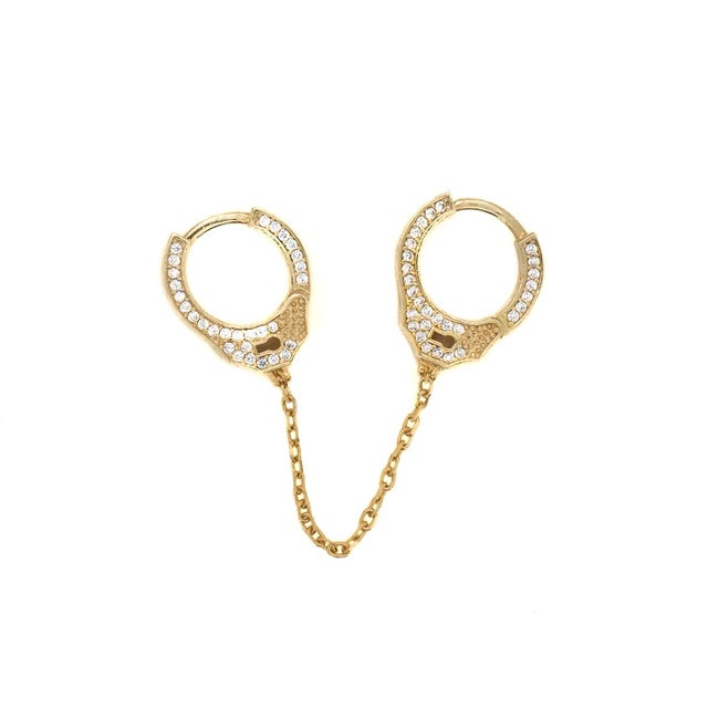 Gold & Diamond Handcuff Design Earring For Sale In Miami - Image 6 of 7