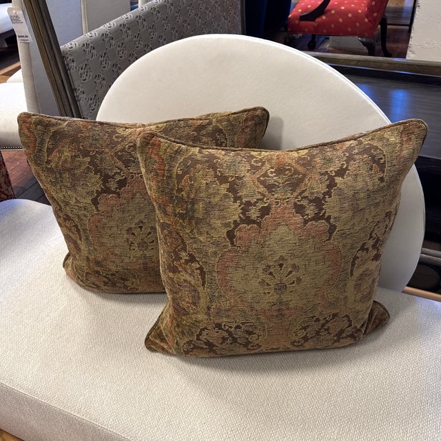 Crate & Barrel Crate & Barrel Tapestry Pillows, Pair For Sale - Image 4 of 12