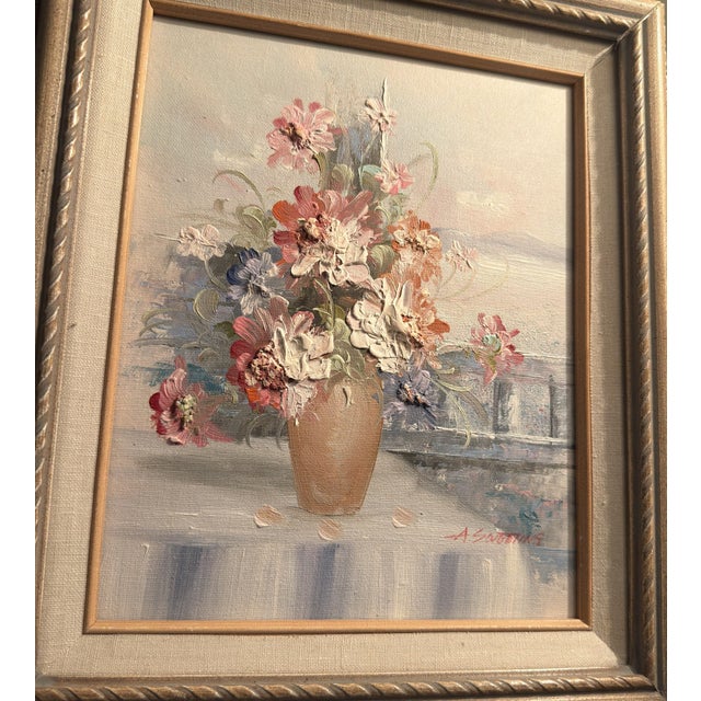 Vintage Impasto Floral Oil Painting on Canvas, Signed "A. Sweeting" For Sale - Image 14 of 16