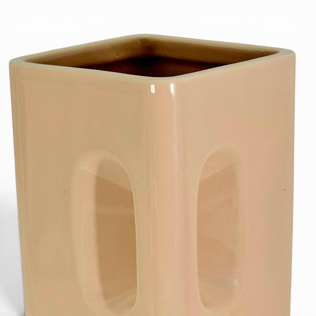 Japanese Modern Blush Pink Sculptural Ceramic Vase 8" For Sale - Image 10 of 11