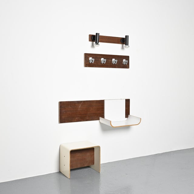 Brown Entrance Set by Pierre Guariche for Negroni, 1968, Set of 5 For Sale - Image 8 of 11