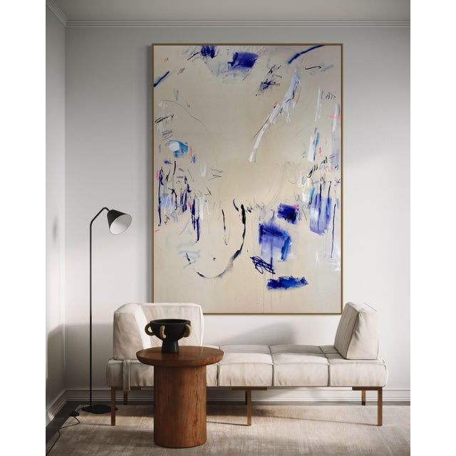 Abstract Contemporary Abstract Acrylics, Marker, Spray Paint, Charcoal on Raw Canvas "Sign of the Times (Diptych)" by Manuela Karin Knaut - Set of 2 For Sale - Image 3 of 8