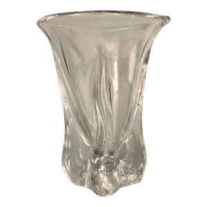 Mid-Century Modern Art Glass Vannes Le Chatel, French Crystal Vase