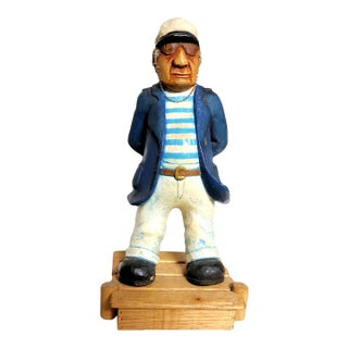 Ron Gaskill (American 1951 - 2009) - "Capt. Irv" - Original Signed/Dated Vintage Wood Sculpture 2001 For Sale