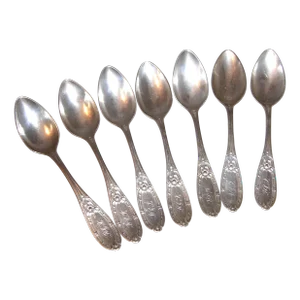 Late 19th Century Albert Coles Coin Silver Teaspoons- Set of 7