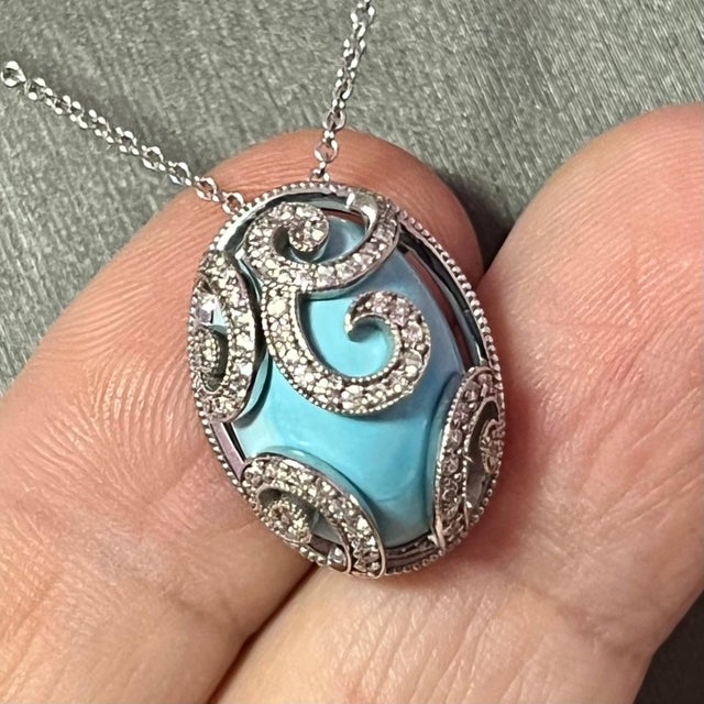 Natural Persian Turquoise Diamond Gold Necklace 15.32 TCW Certified For Sale - Image 12 of 12
