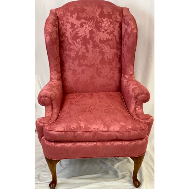 Vintage Traditional Chippendale Queen Anne Wingback Chair Chairish